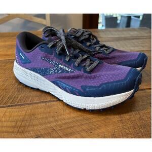 Brooks Divide 4 Purple Navy Womens Hiking Trail Running Shoes Size 6.5 EUC